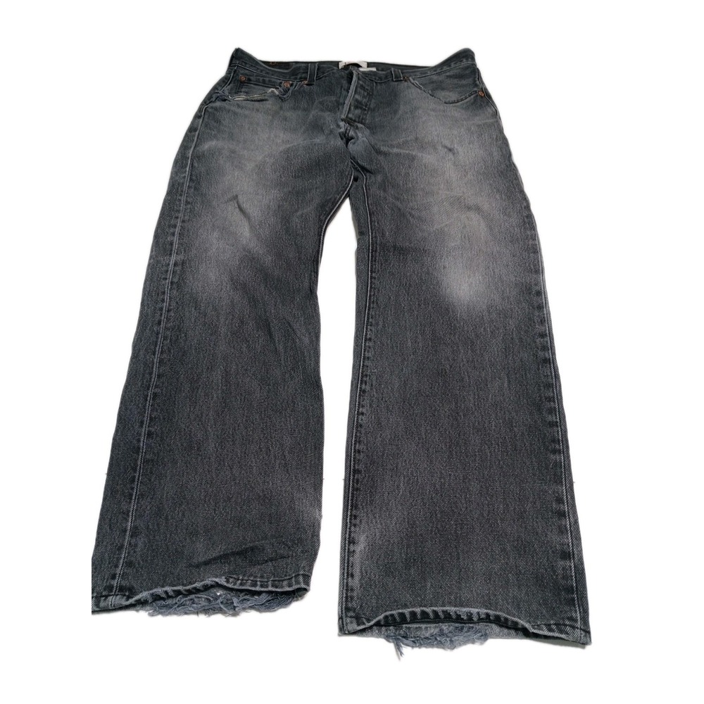 Levi's 501 Black Faded Jeans 36x30 Button Fly Distressed Y2K Grunge - Picture 2 of 16